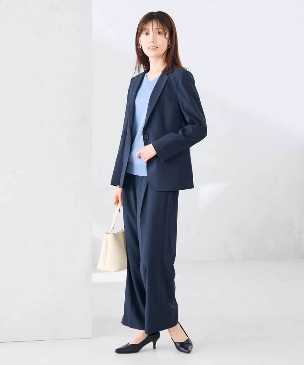 KBDGE32109 a.v.v(アー・ヴェ・ヴェ) 【接触冷感/イージーケア/UVカット/吸水速乾】サマーストレッチテーラードジャケット ネイビー