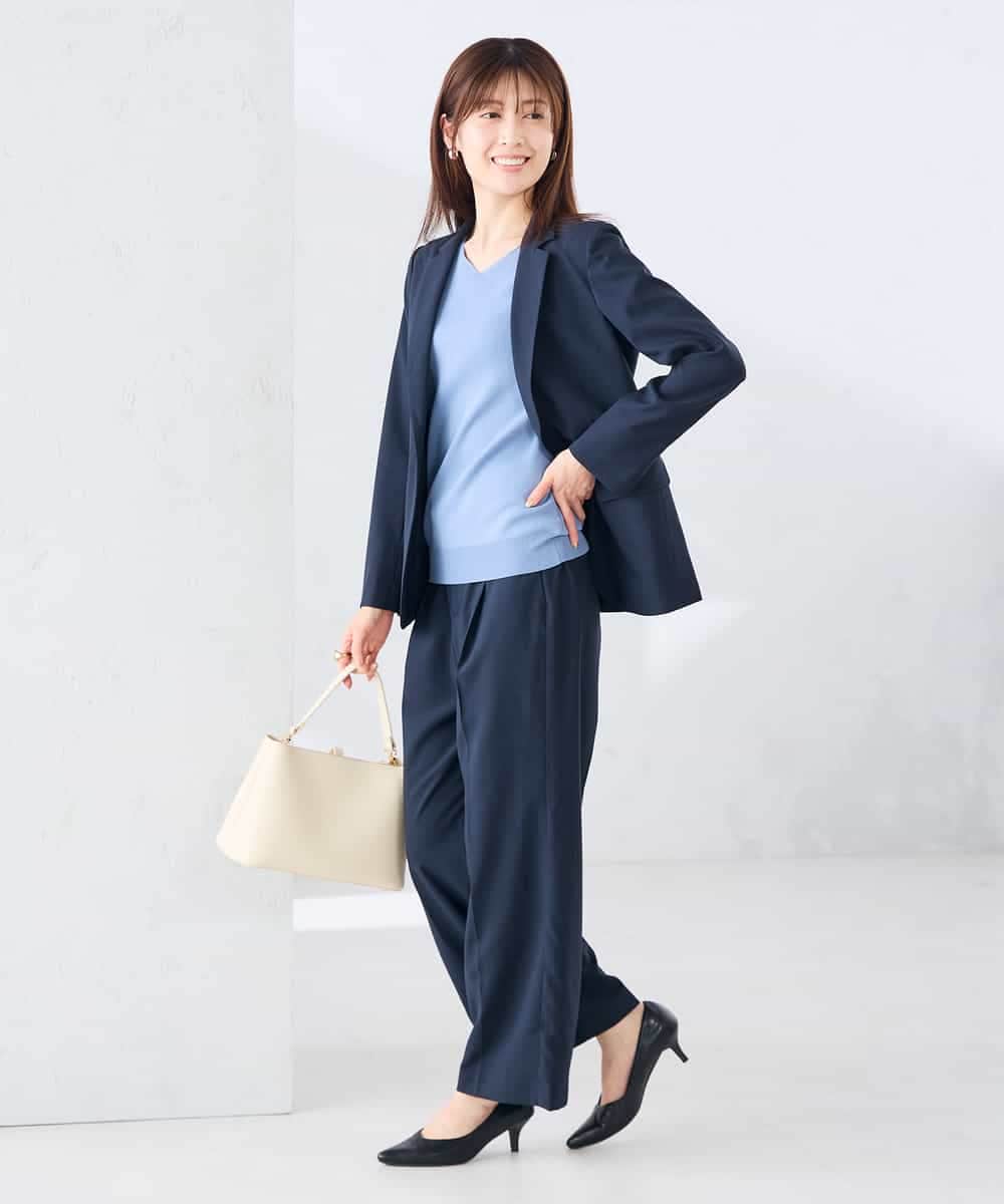 KBDGE32109 a.v.v(アー・ヴェ・ヴェ) 【接触冷感/イージーケア/UVカット/吸水速乾】サマーストレッチテーラードジャケット ネイビー