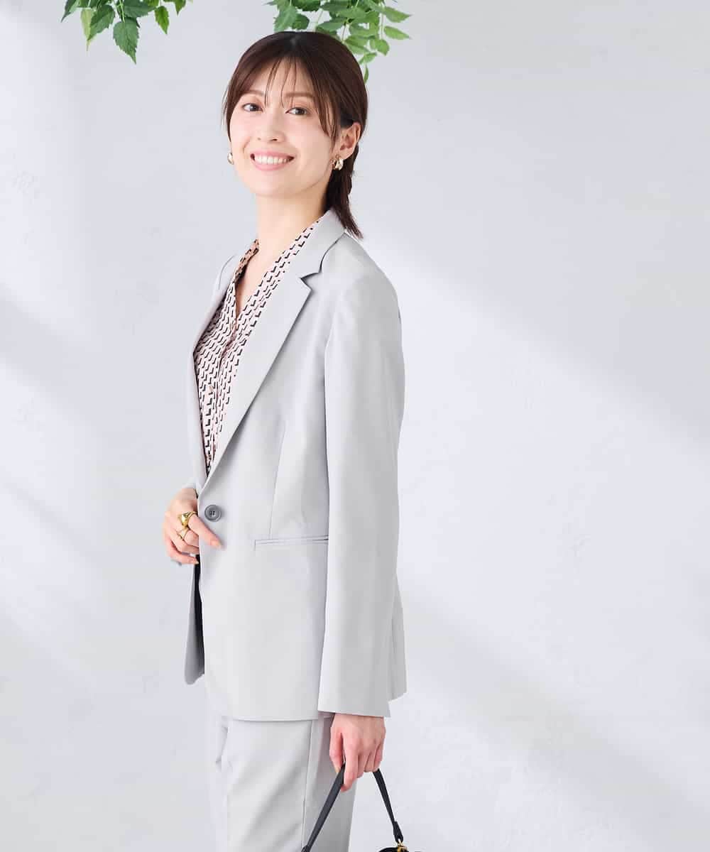 KBDGE32109 a.v.v(アー・ヴェ・ヴェ) 【接触冷感/イージーケア/UVカット/吸水速乾】サマーストレッチテーラードジャケット ネイビー