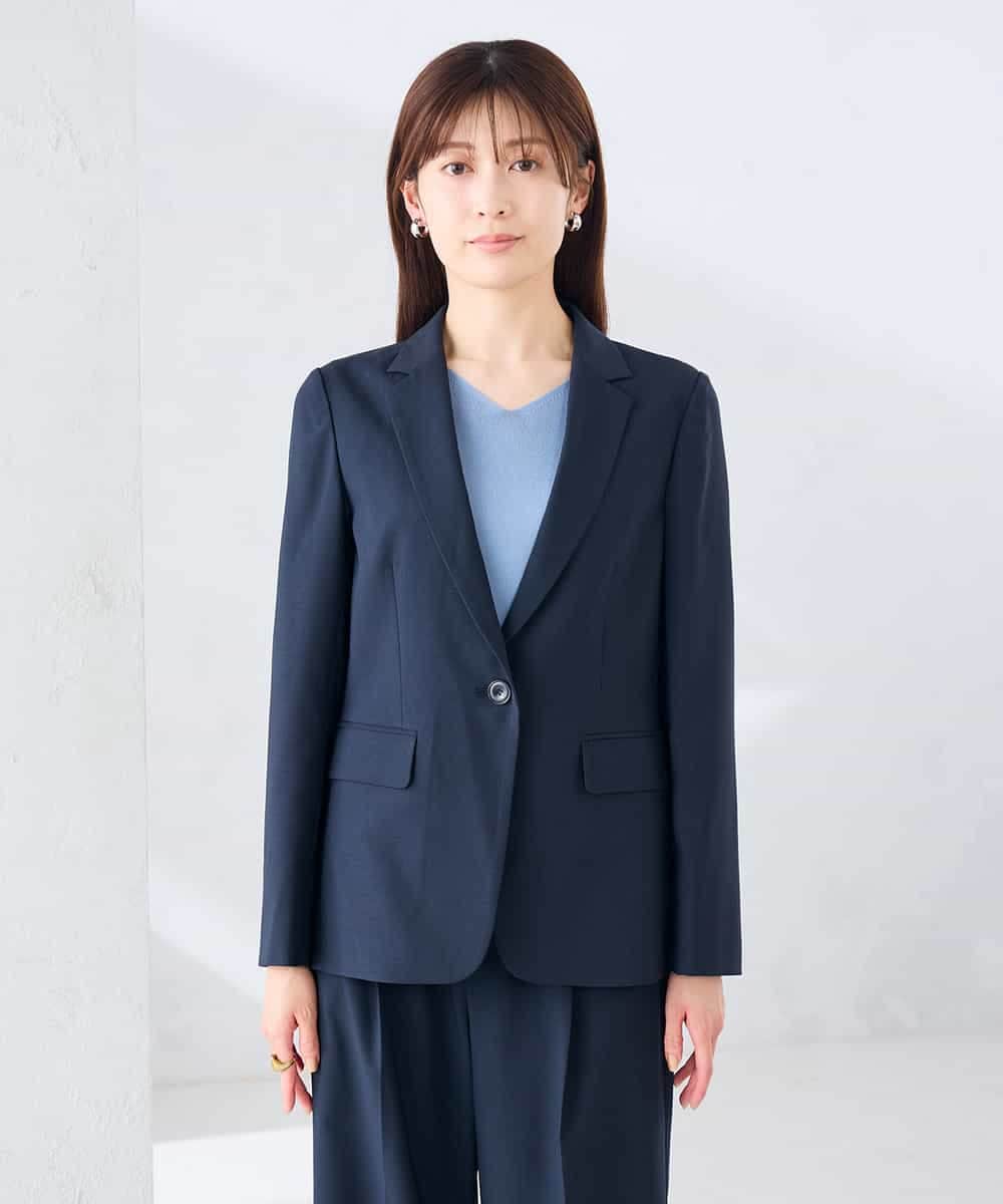 KBDGE32109 a.v.v(アー・ヴェ・ヴェ) 【接触冷感/イージーケア/UVカット/吸水速乾】サマーストレッチテーラードジャケット ネイビー