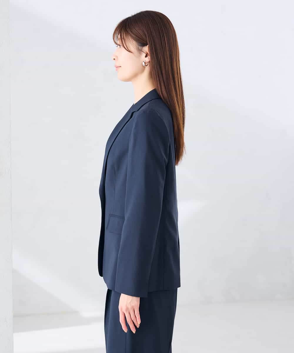 KBDGE32109 a.v.v(アー・ヴェ・ヴェ) 【接触冷感/イージーケア/UVカット/吸水速乾】サマーストレッチテーラードジャケット ネイビー