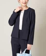 KBDGW31109 a.v.v(アー・ヴェ・ヴェ) 【接触冷感/洗える/UVカット】オックスストレッチキーネックジャケット【Reflax】 ネイビー
