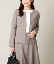 KBDGW31109 a.v.v(アー・ヴェ・ヴェ) 【接触冷感/洗える/UVカット】オックスストレッチキーネックジャケット【Reflax】 モカ