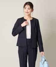 KBDGW31109 a.v.v(アー・ヴェ・ヴェ) 【接触冷感/洗える/UVカット】オックスストレッチキーネックジャケット【Reflax】 ライトグレー