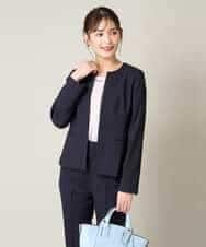 KBDGW31109 a.v.v(アー・ヴェ・ヴェ) 【接触冷感/洗える/UVカット】オックスストレッチキーネックジャケット【Reflax】 ライトグレー