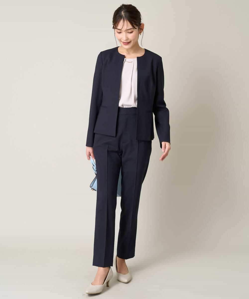 KBDGW31109 a.v.v(アー・ヴェ・ヴェ) 【接触冷感/洗える/UVカット】オックスストレッチキーネックジャケット【Reflax】 ライトグレー