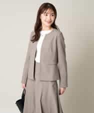 KBDGW31109 a.v.v(アー・ヴェ・ヴェ) 【接触冷感/洗える/UVカット】オックスストレッチキーネックジャケット【Reflax】 ライトグレー