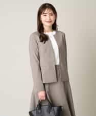 KBDGW31109 a.v.v(アー・ヴェ・ヴェ) 【接触冷感/洗える/UVカット】オックスストレッチキーネックジャケット【Reflax】 ライトグレー