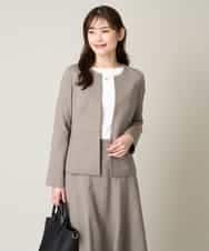 KBDGW31109 a.v.v(アー・ヴェ・ヴェ) 【接触冷感/洗える/UVカット】オックスストレッチキーネックジャケット【Reflax】 ライトグレー