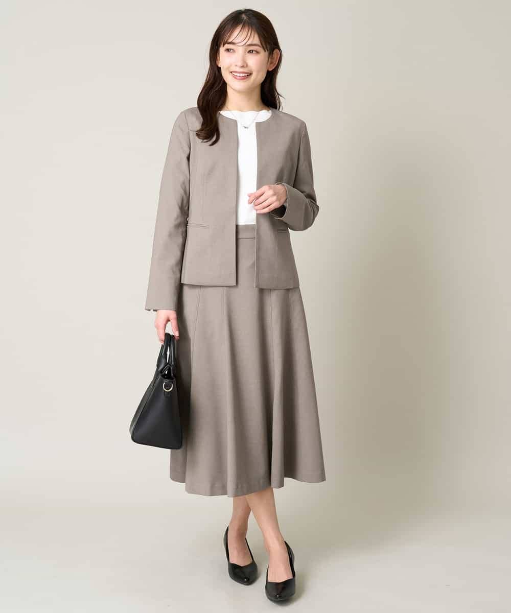 KBDGW31109 a.v.v(アー・ヴェ・ヴェ) 【接触冷感/洗える/UVカット】オックスストレッチキーネックジャケット【Reflax】 ライトグレー
