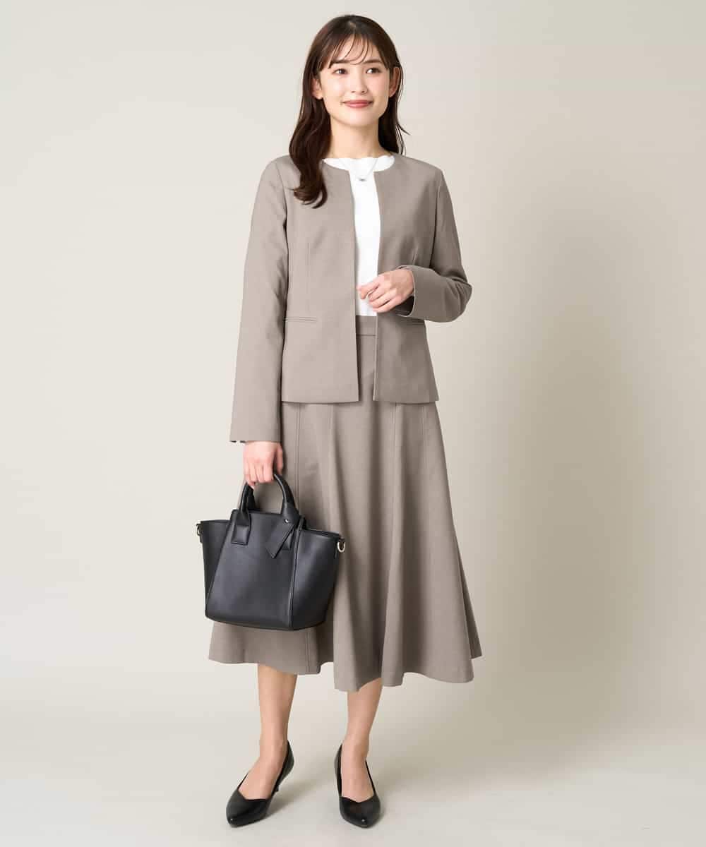 KBDGW31109 a.v.v(アー・ヴェ・ヴェ) 【接触冷感/洗える/UVカット】オックスストレッチキーネックジャケット【Reflax】 ライトグレー
