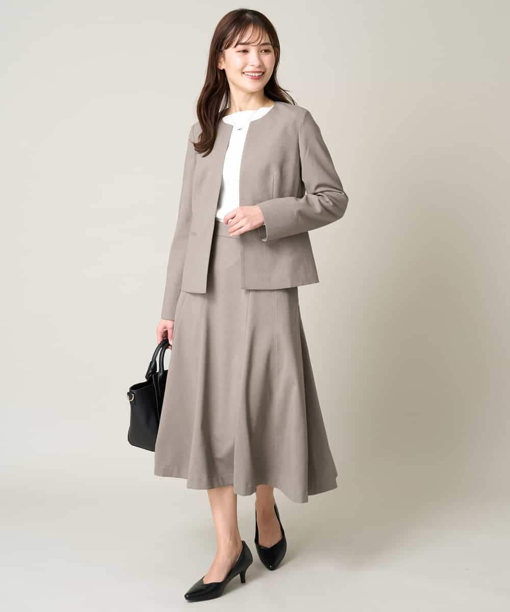 KBDGW31109 a.v.v(アー・ヴェ・ヴェ) 【接触冷感/洗える/UVカット】オックスストレッチキーネックジャケット【Reflax】 ライトグレー