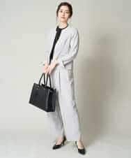 KBDGW31109 a.v.v(アー・ヴェ・ヴェ) 【接触冷感/洗える/UVカット】オックスストレッチキーネックジャケット【Reflax】 ライトグレー