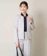 KBDGW31109 a.v.v(アー・ヴェ・ヴェ) 【接触冷感/洗える/UVカット】オックスストレッチキーネックジャケット【Reflax】 ライトグレー