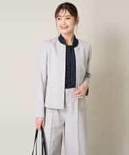 KBDGW31109 a.v.v(アー・ヴェ・ヴェ) 【接触冷感/洗える/UVカット】オックスストレッチキーネックジャケット【Reflax】 ライトグレー