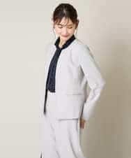 KBDGW31109 a.v.v(アー・ヴェ・ヴェ) 【接触冷感/洗える/UVカット】オックスストレッチキーネックジャケット【Reflax】 ライトグレー