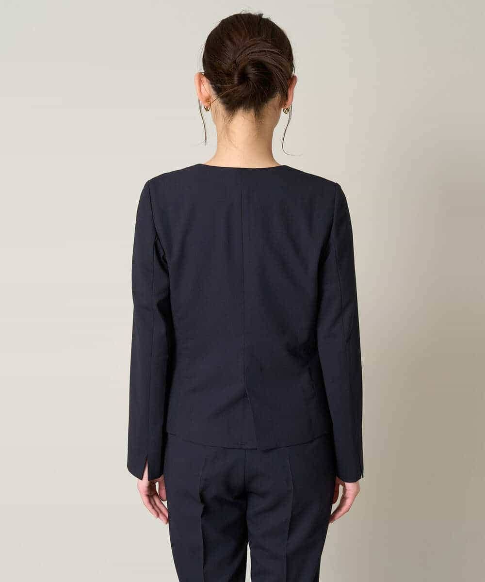 KBDGW31109 a.v.v(アー・ヴェ・ヴェ) 【接触冷感/洗える/UVカット】オックスストレッチキーネックジャケット【Reflax】 ライトグレー