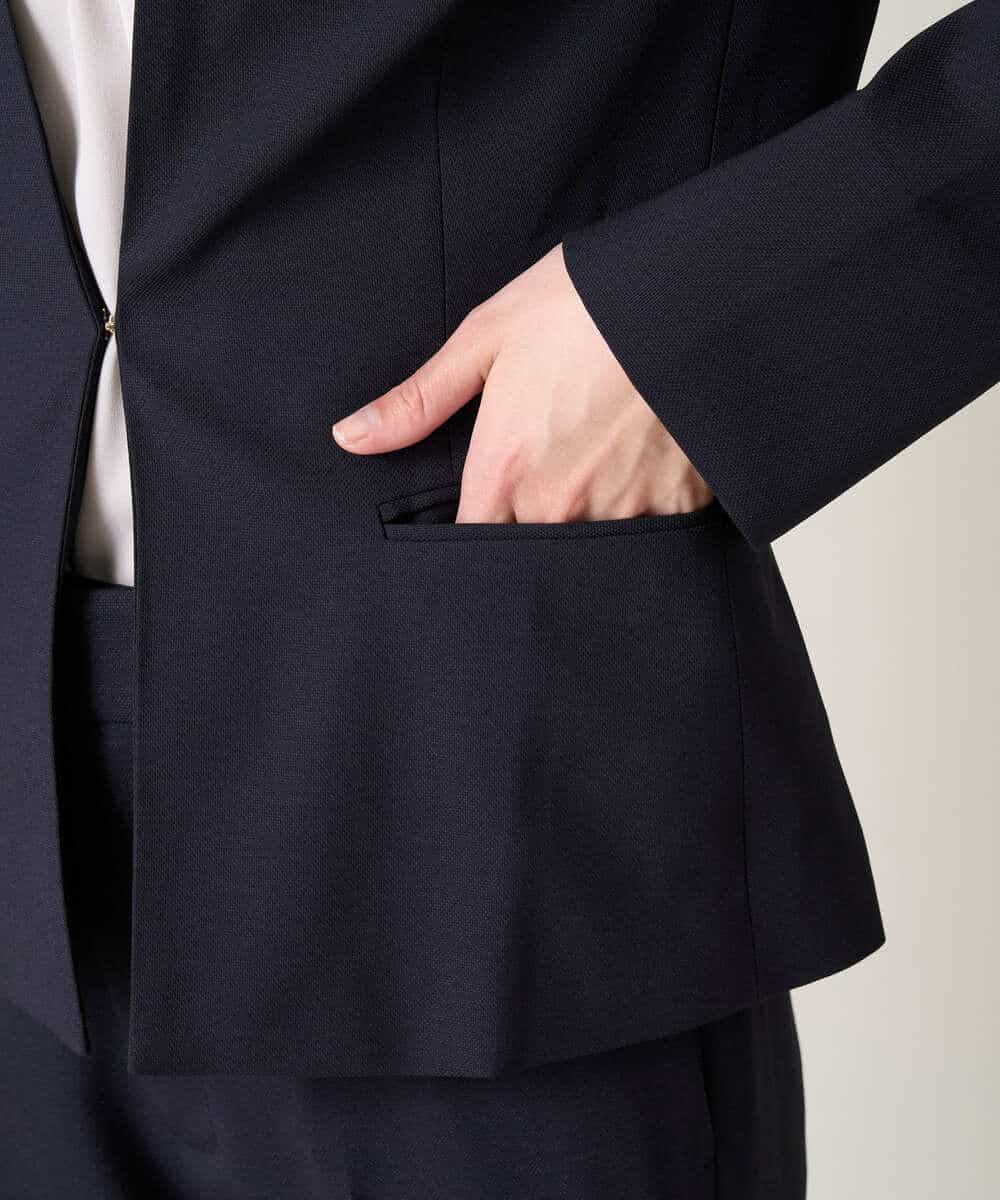 KBDGW31109 a.v.v(アー・ヴェ・ヴェ) 【接触冷感/洗える/UVカット】オックスストレッチキーネックジャケット【Reflax】 ライトグレー