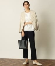KBDHQ25099 a.v.v(アー・ヴェ・ヴェ) 【洗える/セットアップ対応】麻調ツイルノーカラージャケット ベージュ