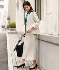 KBDHQ25099 a.v.v(アー・ヴェ・ヴェ) 【洗える/セットアップ対応】麻調ツイルノーカラージャケット ベージュ