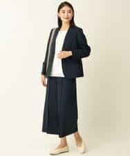 KBDHQ25099 a.v.v(アー・ヴェ・ヴェ) 【洗える/セットアップ対応】麻調ツイルノーカラージャケット ベージュ