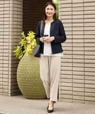 KBDHQ26099 a.v.v(アー・ヴェ・ヴェ) 【洗える/セットアップ対応】麻調ツイルキーネックジャケット ベージュ