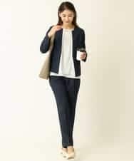 KBDHQ26099 a.v.v(アー・ヴェ・ヴェ) 【洗える/セットアップ対応】麻調ツイルキーネックジャケット ベージュ