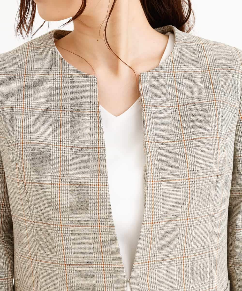 KBDJN02099 a.v.v(アー・ヴェ・ヴェ) 【セットアップ対応/洗える】ライトウーリッシュキーネックジャケット ベージュ