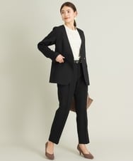 KBDJQ06149 a.v.v(アー・ヴェ・ヴェ) 【セットアップ対応】ウールライクシャークノーカラージャケット【サスティナブル】 ベージュ
