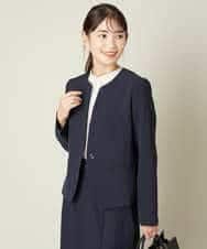 KBDJT02119 a.v.v(アー・ヴェ・ヴェ) 【洗濯機で洗える/ストレッチ】メランジドライキーネックジャケット ブラック