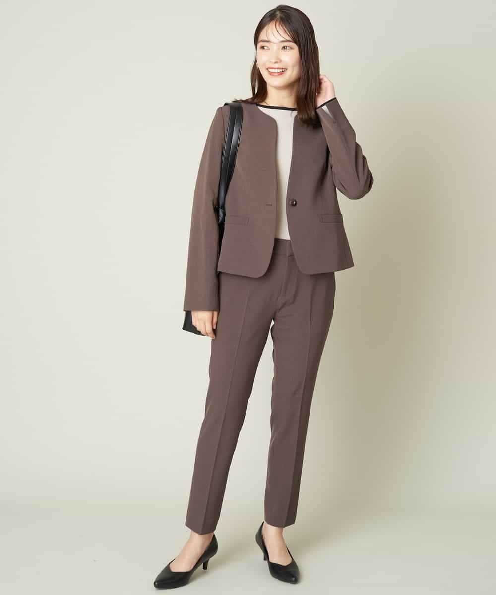 KBDJT02119 a.v.v(アー・ヴェ・ヴェ) 【洗濯機で洗える/ストレッチ】メランジドライキーネックジャケット ブラック