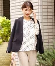KBDKN11099 a.v.v(アー・ヴェ・ヴェ) 【セットアップ対応/洗える】ウーリッシュノーカラージャケット ベージュ