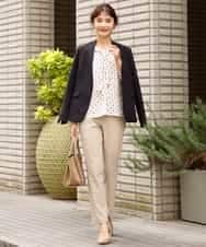 KBDKN11099 a.v.v(アー・ヴェ・ヴェ) 【セットアップ対応/洗える】ウーリッシュノーカラージャケット ベージュ