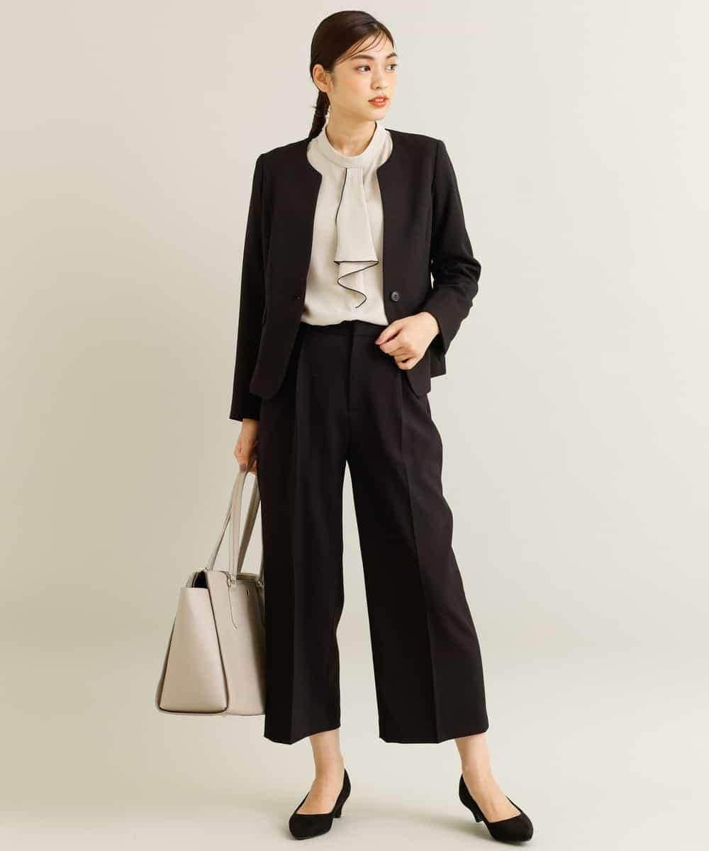 KBDKN12099 a.v.v(アー・ヴェ・ヴェ) 【セットアップ対応/洗える】ウーリッシュキーネックジャケット ベージュ