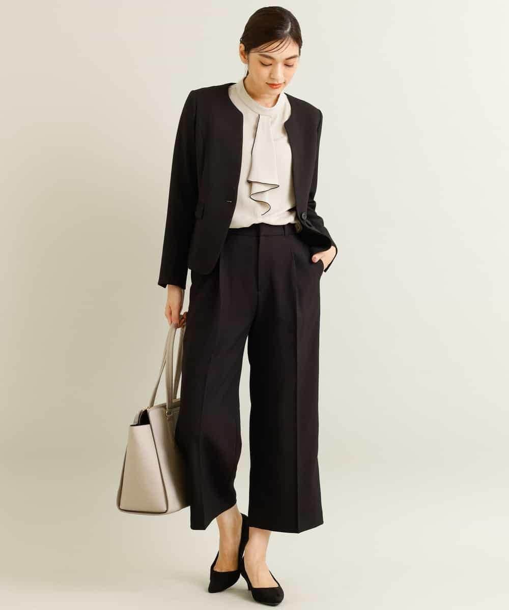 KBDKN12099 a.v.v(アー・ヴェ・ヴェ) 【セットアップ対応/洗える】ウーリッシュキーネックジャケット ベージュ