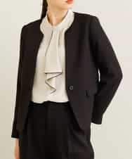 KBDKN12099 a.v.v(アー・ヴェ・ヴェ) 【セットアップ対応/洗える】ウーリッシュキーネックジャケット ブラック