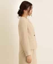 KBDKN12099 a.v.v(アー・ヴェ・ヴェ) 【セットアップ対応/洗える】ウーリッシュキーネックジャケット ベージュ
