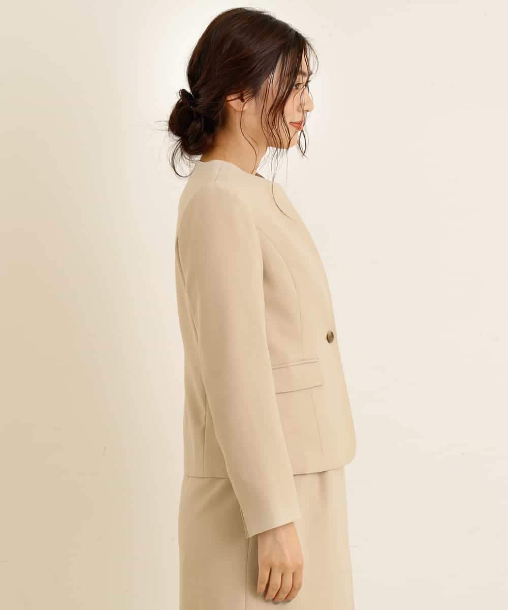 KBDKN12099 a.v.v(アー・ヴェ・ヴェ) 【セットアップ対応/洗える】ウーリッシュキーネックジャケット ベージュ