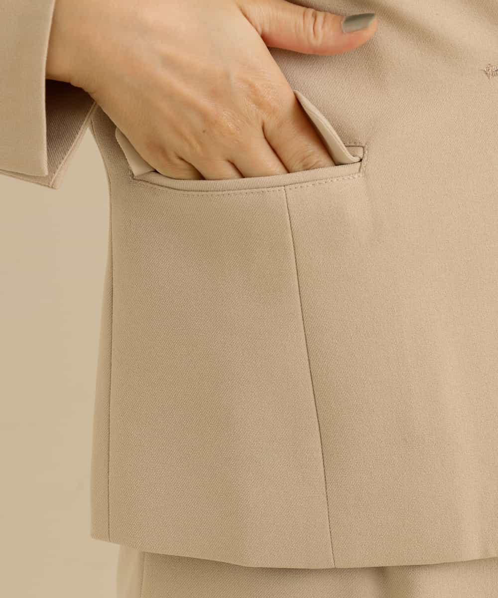 KBDKN12099 a.v.v(アー・ヴェ・ヴェ) 【セットアップ対応/洗える】ウーリッシュキーネックジャケット ベージュ
