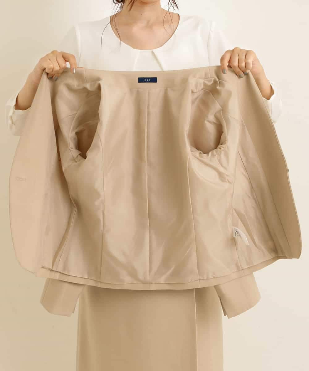 KBDKN12099 a.v.v(アー・ヴェ・ヴェ) 【セットアップ対応/洗える】ウーリッシュキーネックジャケット ベージュ