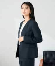 KBDLB11129 a.v.v(アー・ヴェ・ヴェ) 【洗える/イージーケア/ストレッチ】パウダーツイルVネックジャケット ネイビー