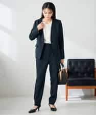 KBDLB11129 a.v.v(アー・ヴェ・ヴェ) 【洗える/イージーケア/ストレッチ】パウダーツイルVネックジャケット ネイビー