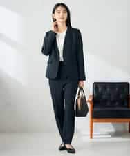 KBDLB11129 a.v.v(アー・ヴェ・ヴェ) 【洗える/イージーケア/ストレッチ】パウダーツイルVネックジャケット ネイビー