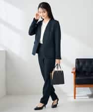 KBDLB11129 a.v.v(アー・ヴェ・ヴェ) 【洗える/イージーケア/ストレッチ】パウダーツイルVネックジャケット ネイビー