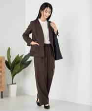 KBDLB11129 a.v.v(アー・ヴェ・ヴェ) 【洗える/イージーケア/ストレッチ】パウダーツイルVネックジャケット ネイビー