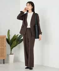 KBDLB11129 a.v.v(アー・ヴェ・ヴェ) 【洗える/イージーケア/ストレッチ】パウダーツイルVネックジャケット ネイビー