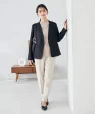 KBDLB11129 a.v.v(アー・ヴェ・ヴェ) 【洗える/イージーケア/ストレッチ】パウダーツイルVネックジャケット ネイビー