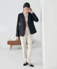 KBDLB11129 a.v.v(アー・ヴェ・ヴェ) 【洗える/イージーケア/ストレッチ】パウダーツイルVネックジャケット ネイビー