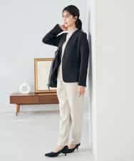 KBDLB11129 a.v.v(アー・ヴェ・ヴェ) 【洗える/イージーケア/ストレッチ】パウダーツイルVネックジャケット ネイビー