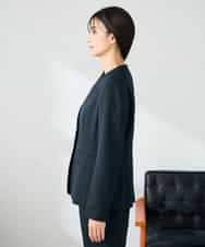 KBDLB11129 a.v.v(アー・ヴェ・ヴェ) 【洗える/イージーケア/ストレッチ】パウダーツイルVネックジャケット ネイビー